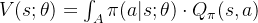 V(s;\theta)= \int _{A} \pi(a|s;\theta) \cdot Q_{\pi}(s,a)