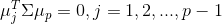 \mu^{T}_{j}\Sigma \mu_{p}=0,j=1,2,...,p-1