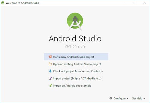 Android Studio Welcome