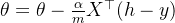 \theta = \theta -\frac{\alpha }{m}X^{\top }(h-y)