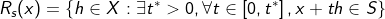 R_{s}(x)=\left \{ h\in X:\exists t^{*}>0,\forall t\in \left [ 0,t^{*} \right ],x+th\in S \right \}