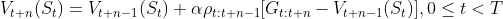 V_{t+n}(S_{t})=V_{t+n-1}(S_{t})+\alpha\rho_{t:t+n-1}[G_{t:t+n}-V_{t+n-1}(S_{t})],0\leq t< T