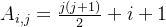 A_{i,j}=\frac{j(j+1)}{2}+i+1