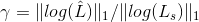 \gamma = \| log(\hat{L}) \|_1/\| log(L_s ) \|_1