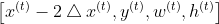 \left [ x^{(t)}-2\bigtriangleup x^{(t)},y^{(t)},w^{(t)},h^{(t)} \right ]