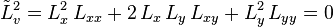 {\tilde L}_v^2 = L_x^2 \, L_{xx} + 2 \, L_x \, L_y \, L_{xy} + L_y^2 \, L_{yy} = 0