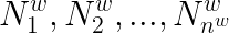 \LARGE N_{1}^{w},N_{2}^{w},...,N_{n^{w}}^{w}