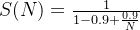 S(N)=\frac{1}{1-0.9+\frac{0.9}{N}}