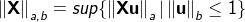 \left \| \mathbf{X} \right \|_{a,b} = sup \{ \left \| \mathbf{X} \mathbf{u} \right \|_a | \left \| \mathbf{u} \right \|_b \leq 1 \}