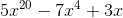 5x^{20} - 7x^{4} + 3x