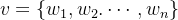 v = \{w_{1},w_2.\cdots,w_n\}