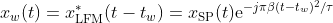 x_{w}(t)=x_{\rm LFM}^{*}(t-t_{w})=x_{\rm SP}(t){\rm e}^{-j\pi\beta (t-t_{w})^{2}/\tau}