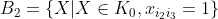 B_{2}=\left \{ X|X\in K_{0},x_{i_{2}i_{3}}=1 \right \}