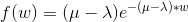 f(w) = (\mu - \lambda)e ^ {- (\mu - \lambda)*w}