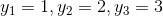 y_1=1,y_2=2,y_3=3