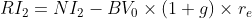 RI_{2} = NI_{2}-BV_{0}\times (1+g)\times r_{e}