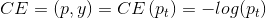 CE=\left ( p,y \right )=CE\left(p_{t} \right )=-log(p_{t})