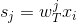 s_j=w_{T}^{j}x_i
