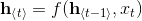 \mathbf{h}_{\left \langle t \right \rangle}=f(\mathbf{h}_{\left \langle t-1 \right \rangle}, x_{t})