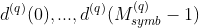 d^{(q)}(0),...,d^{(q)}(M_{symb}^{(q)}-1)