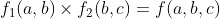 f_{1}(a,b) \times f_{2}(b, c) =f(a, b, c)