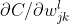 \partial C/\partial w^l_{jk}