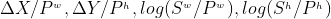 \Delta X / P^{_{w^{_{}}}},\Delta Y / P^{_{h^{_{}}}},log(S^{_{w}} / P^{_{w^{_{}}}}),log(S^{_{h}} / P^{_{h^{_{}}}})