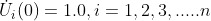 \dot{U}_{i}(0)=1.0,i=1,2,3,.....n