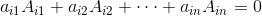 a_{i1}A_{i1}+a_{i2}A_{i2}+\cdots+a_{in}A_{in}=0