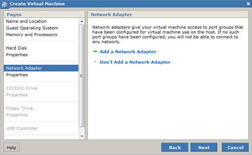 New Virtual Machine Wizard Network Adapter