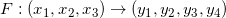 \small F:(x_1,x_2,x_3)\rightarrow (y_1,y_2,y_3,y_4)