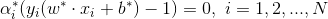 \alpha_i^*(y_i(w^*\cdot x_i+b^*)-1)=0,\ i=1,2,...,N