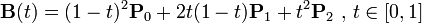 公式 B(t) = (1-t)2P0 + 2t(i-t)P1+t2P2