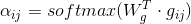 \alpha_{ij}=softmax(W^T_g \cdot g_{ij})