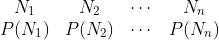 \begin{matrix} N_{1}&N_{2} & \cdots & N_{n} \\ P(N_{1}) & P(N_{2})& \cdots & P(N_{n}) \end{matrix}