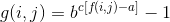 g(i,j) = b^{c[f(i,j)-a]}-1