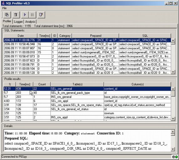 图 2. SQL Profiler 的分析结果 Profiler 视图