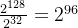 \frac{2^{128}}{2^{32}}=2^{96}