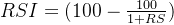 RSI=(100-\frac{100}{1+RS})