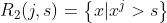 R_2(j,s)=\left \{ x|x^j> s\right \}