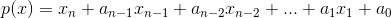 p(x)=x_n+a_{n-1}x_{n-1} + a_{n-2}x_{n-2}+...+a_1x_1+a_0