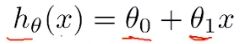 - htheta)= theta0 + theta1 * x;