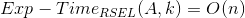 Exp-Time_{RSEL}(A,k)=O(n)