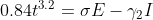 0.84t^{3.2}=\sigma E-\gamma _{2}I