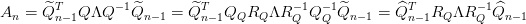 A_n = \widetilde{Q}_{n-1}^TQ\Lambda Q^{-1}\widetilde{Q}_{n-1}=\widetilde{Q}_{n-1}^TQ_QR_Q\Lambda R_Q^{-1}Q_Q^{-1}\widetilde{Q}_{n-1}=\widehat{Q}_{n-1}^ TR_Q\Lambda R_Q^{-1}\widehat{Q}_{n-1}