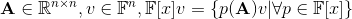 \mathbf{A}\in\mathbb{R}^{n\times n}, v\in\mathbb{F}^n, \mathbb{F}[x]v = \left\{p(\mathbf{A})v|\forall p\in \mathbb{F}[x] \right\}