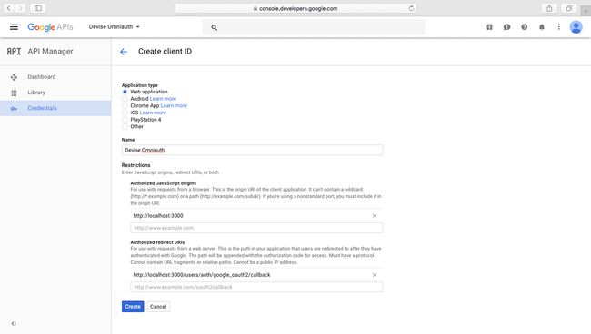 Google Application Page