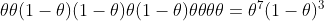 \theta \theta (1-\theta )(1-\theta ) \theta(1-\theta ) \theta \theta \theta \theta= \theta^{7}(1-\theta )^{3}