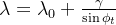 \lambda = \lambda_0 + \frac{\gamma}{\sin\phi_t}