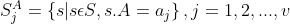 S_{j}^{A}=\left \{ s|s\epsilon S,s.A=a_{j} \right \},j=1,2,...,v